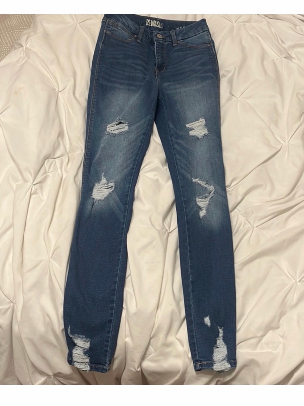 Rewash Dark Blue Distressed Skinny Jeans